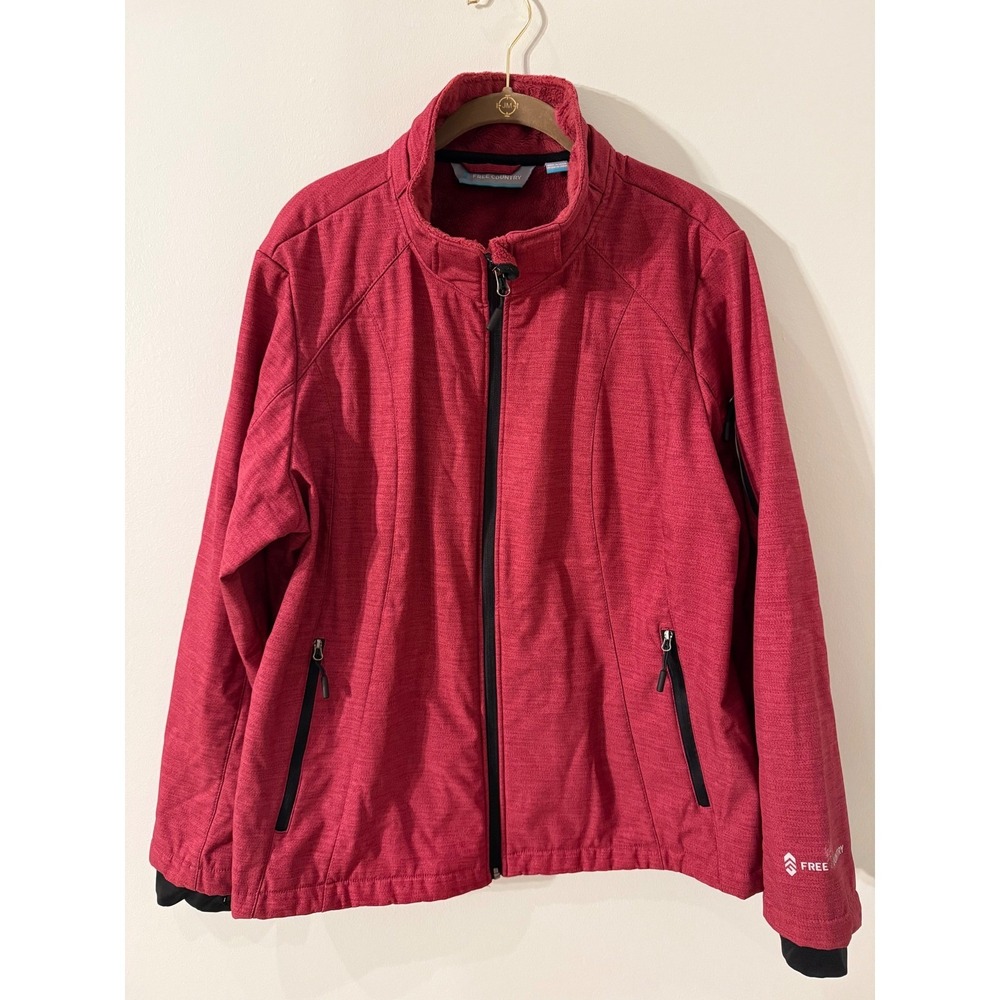 Free Country magenta Womens Fleece Lined Jacket Full Zip  MISSING HOOD Size XXL